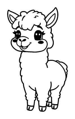 Alpaca Colouring Page (Kids, Bold & Easy)