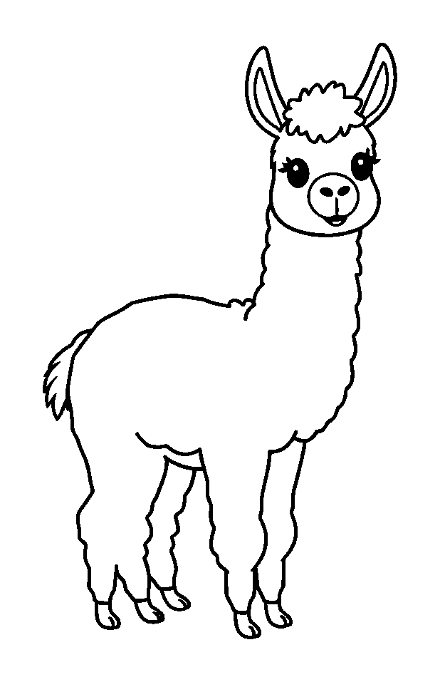 Alpaca colouring page — free printable for toddlers