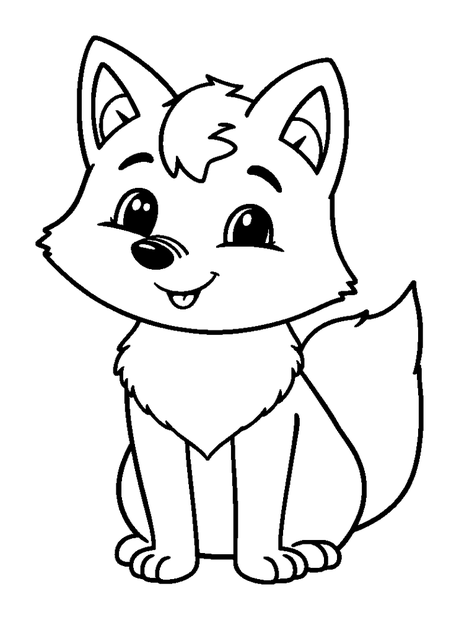 Arctic Fox colouring page — free printable for kids