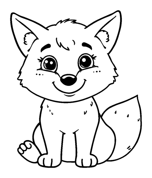 Arctic Fox colouring page — free printable for toddlers