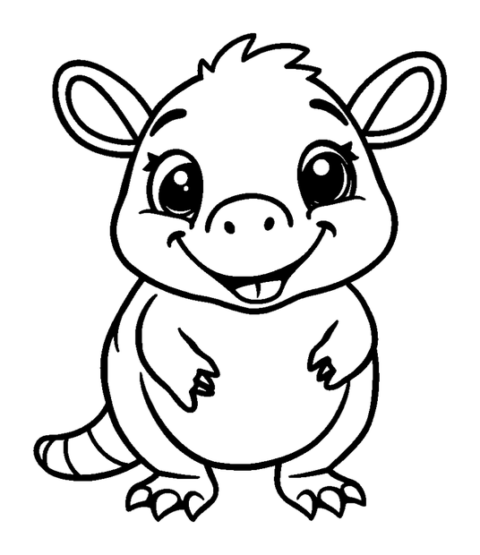 Armadillo colouring page — free printable for kids