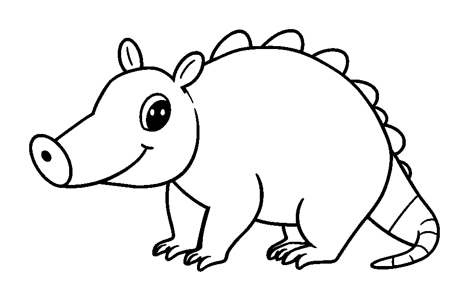 Armadillo colouring page — free printable for toddlers