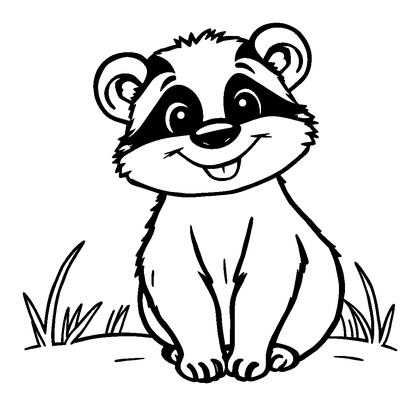 Badger Colouring Page (Kids, Bold & Easy)