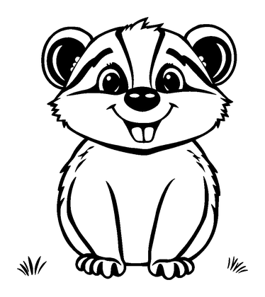Badger Colouring Page (Kids, Standard)
