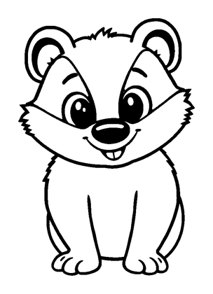 Badger Colouring Page (Toddler, Bold & Easy)