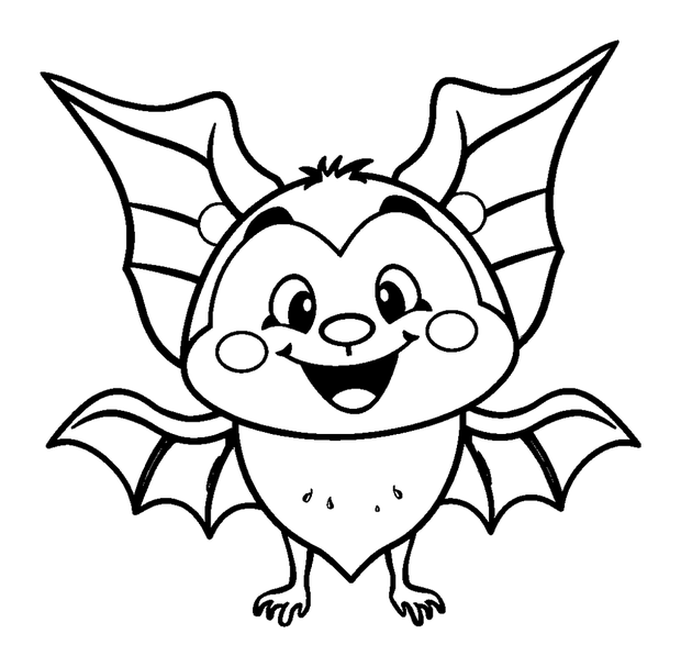 Bat colouring page — free printable for kids