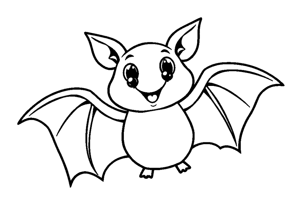 Bat colouring page — free printable for toddlers