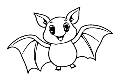 Bat Colouring Page (Toddler, Bold & Easy)