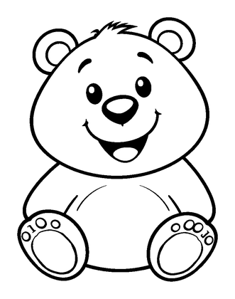 Bear Colouring Page (Toddler, Bold & Easy)