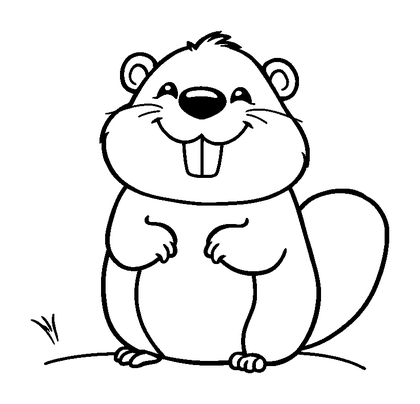 Beaver Colouring Page (Kids, Bold & Easy)
