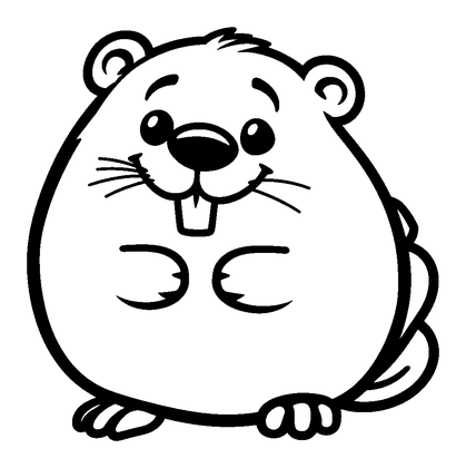 Beaver Colouring Page (Toddler, Bold & Easy)