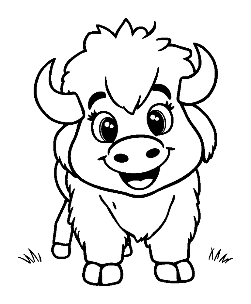 Bison colouring page — free printable for toddlers