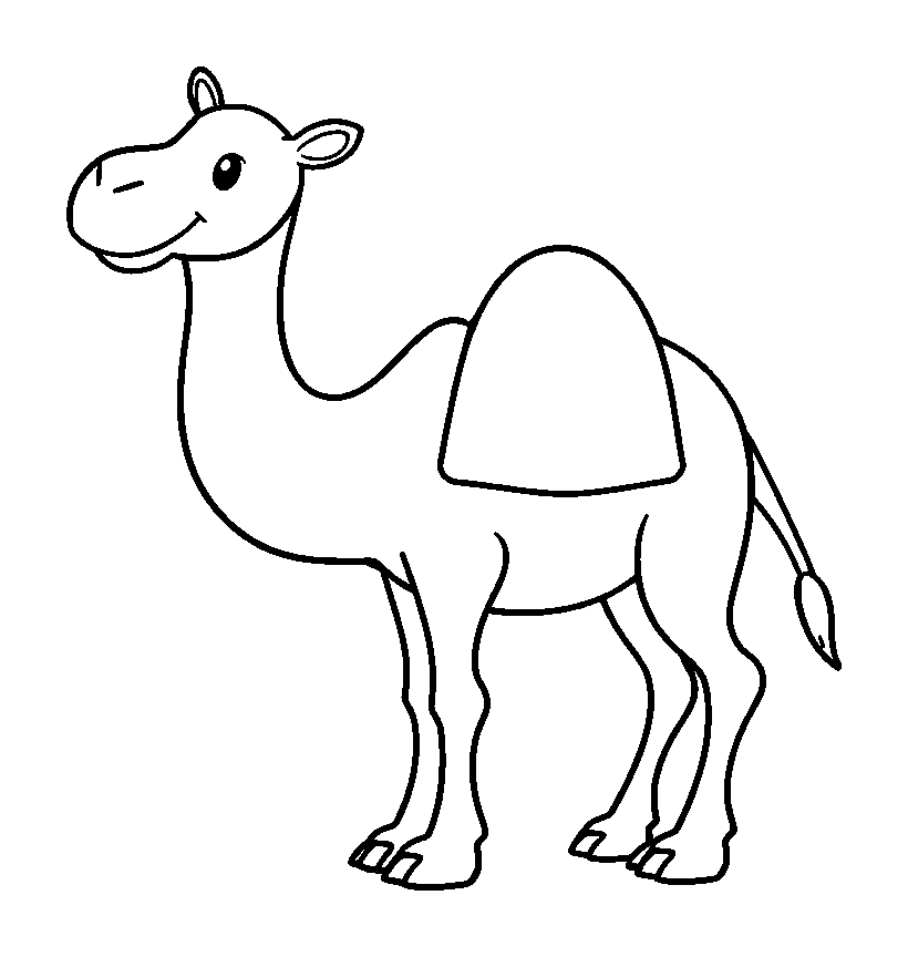 Camel colouring page — free printable for toddlers