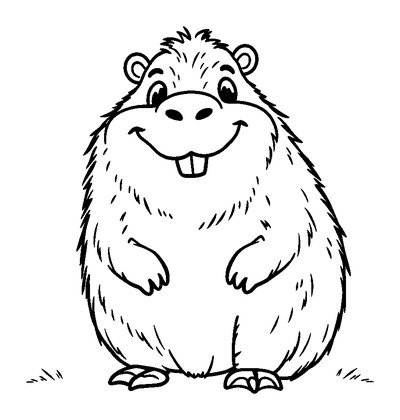 Capybara Colouring Page (Toddler, Bold & Easy)