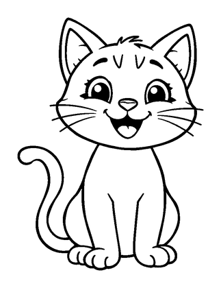 Cat Colouring Page (Kids, Bold & Easy)
