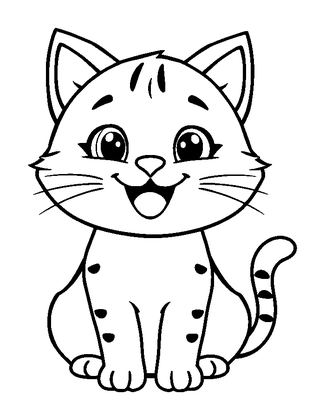 Cat Colouring Page (Toddler, Bold & Easy)