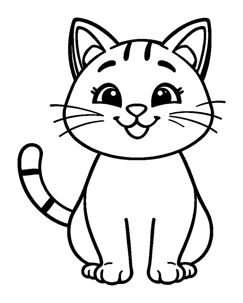 Cat colouring page — free printable for toddlers