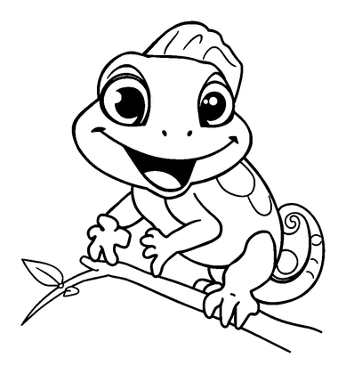 Chameleon Colouring Page (Kids, Standard)