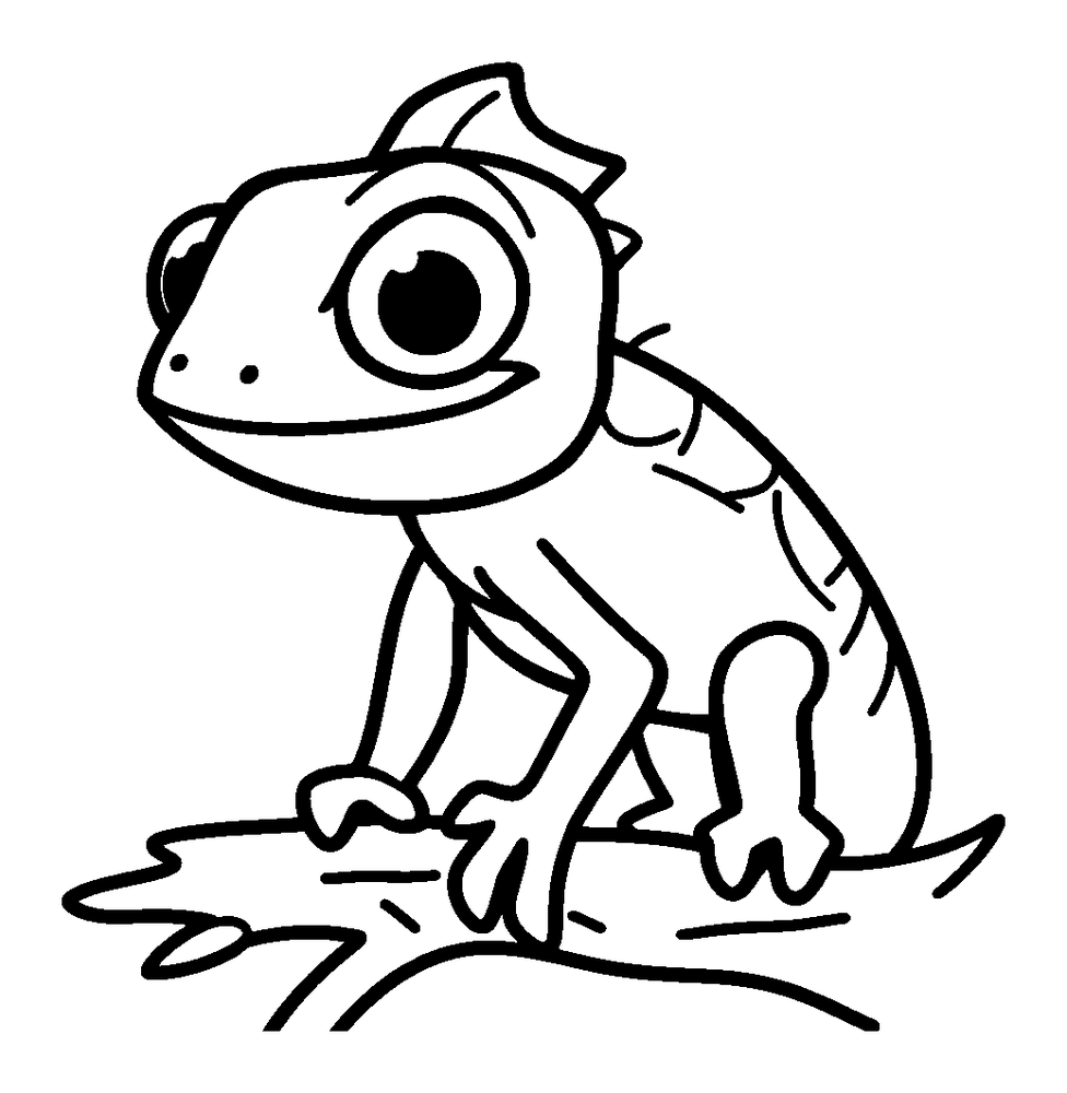 Chameleon colouring page — free printable for toddlers