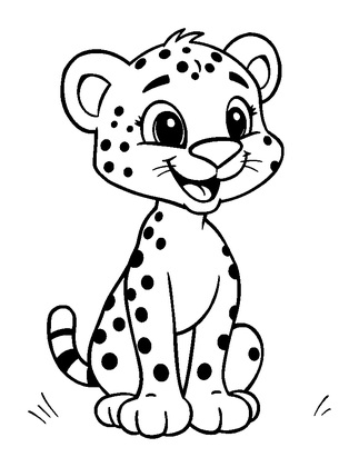 Cheetah Colouring Page (Kids, Bold & Easy)