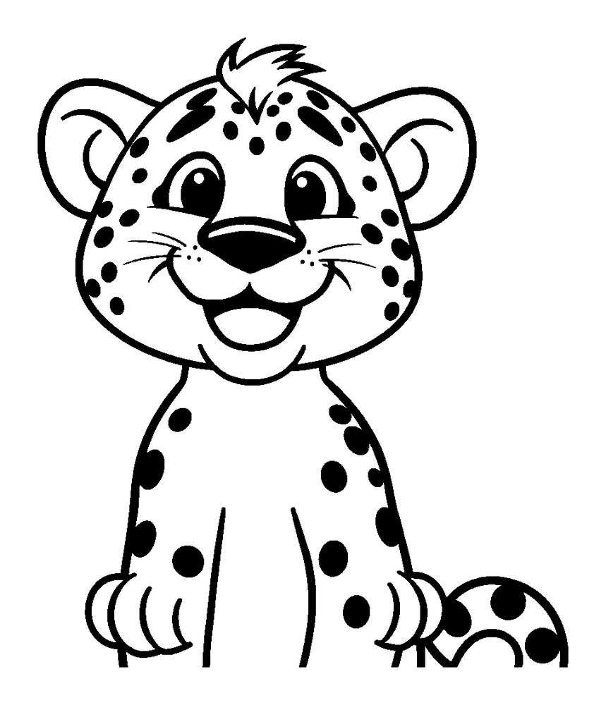 Cheetah colouring page — free printable for kids