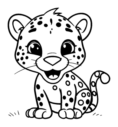 Cheetah Colouring Page (Toddler, Bold & Easy)