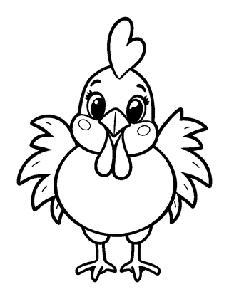 Chicken Colouring Page (Kids, Bold & Easy)