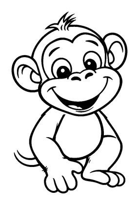 Chimpanzee Colouring Page (Kids, Bold & Easy)