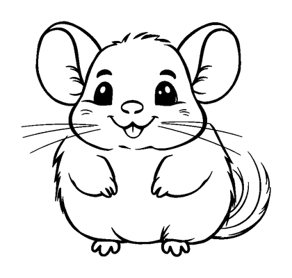 Chinchilla Colouring Page (Toddler, Bold & Easy)