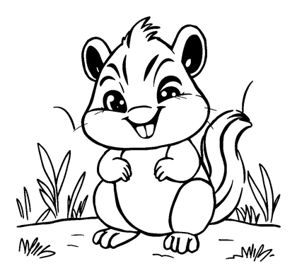 Chipmunk Colouring Page (Kids, Standard)