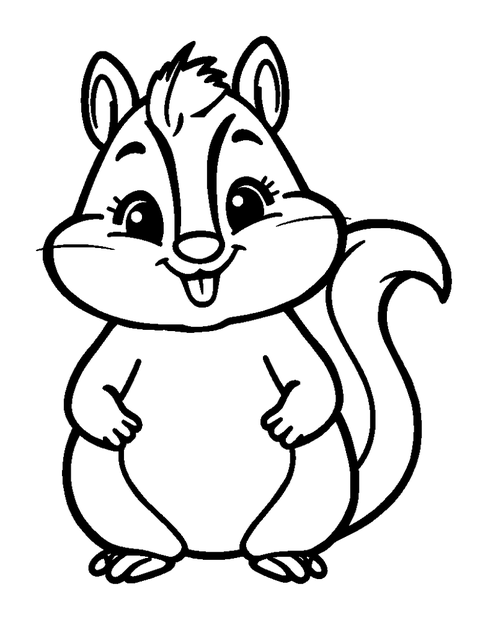 Chipmunk colouring page — free printable for toddlers