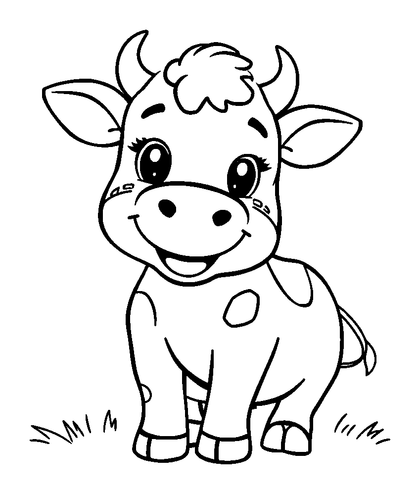 Cow colouring page — free printable for kids