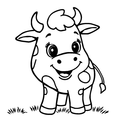 Cow Colouring Page (Toddler, Bold & Easy)