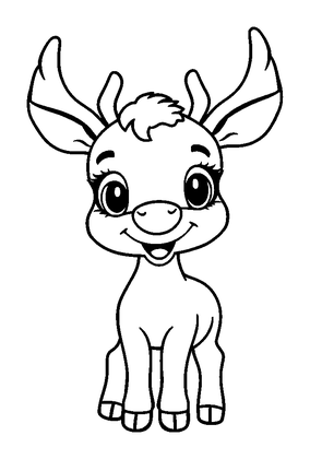 Deer Colouring Page (Kids, Bold & Easy)