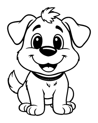 Dog Colouring Page (Toddler, Bold & Easy)