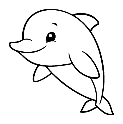 Dolphin Colouring Page (Kids, Bold & Easy)