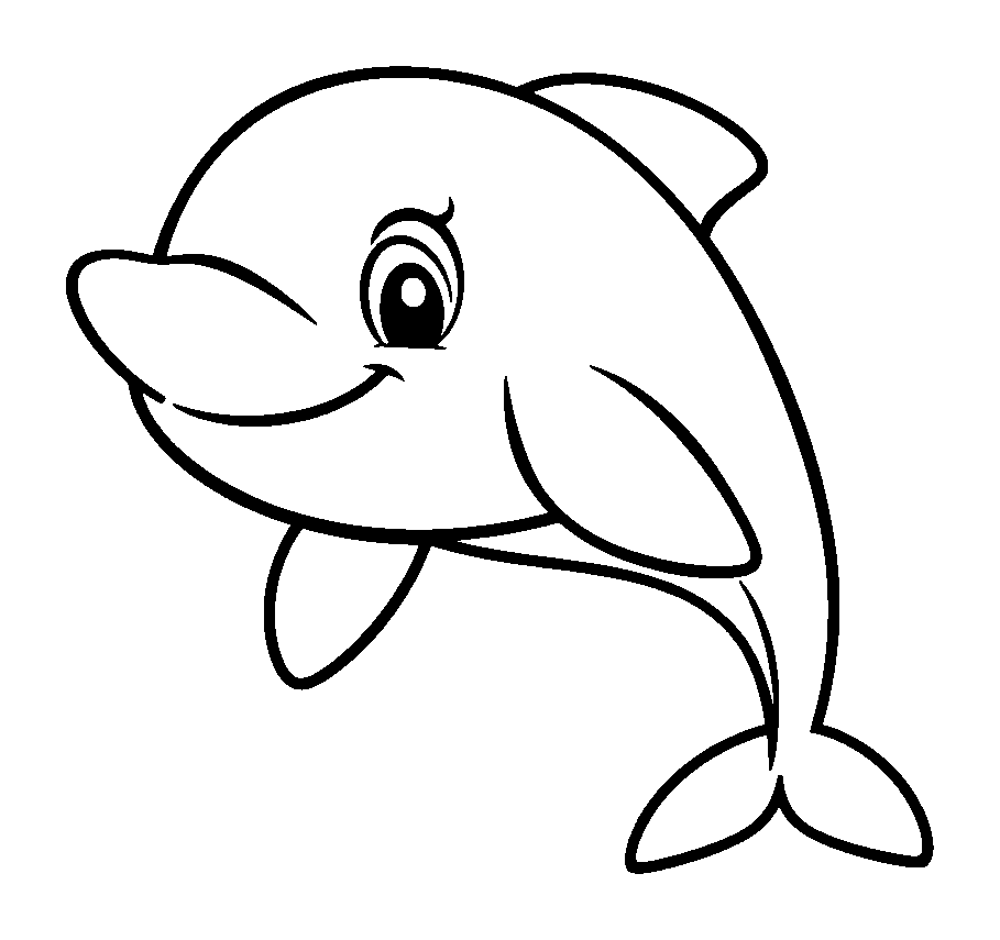 Dolphin colouring page — free printable for toddlers