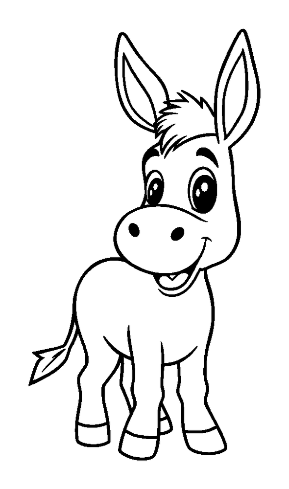 Donkey colouring page — free printable for kids