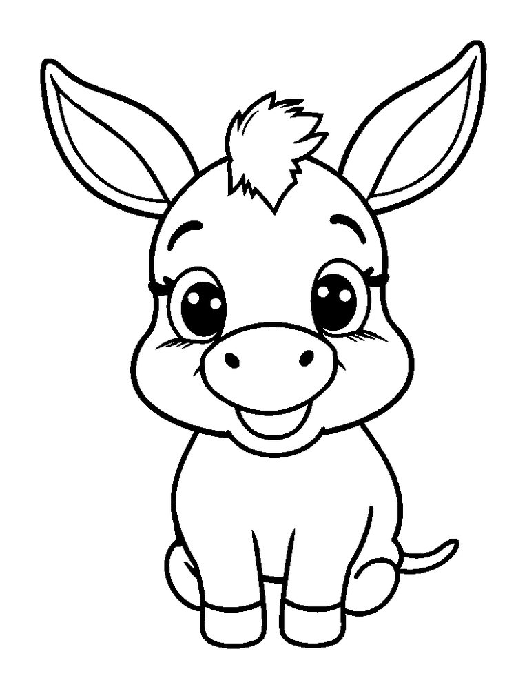 Donkey colouring page — free printable for kids