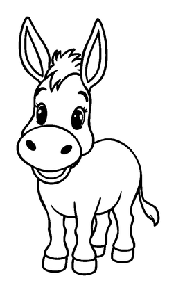 Donkey Colouring Page (Toddler, Bold & Easy)