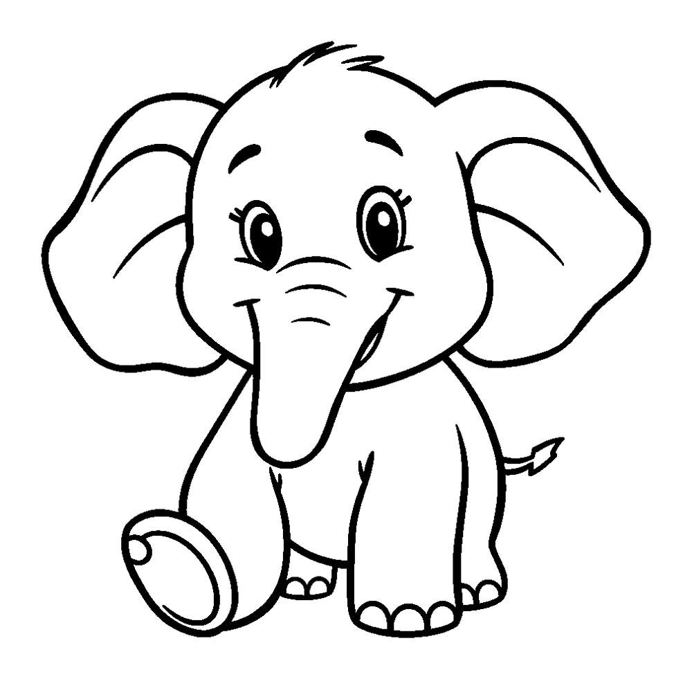 Elephant colouring page — free printable for kids