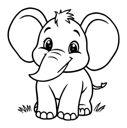 Elephant Colouring Page (Kids, Standard)