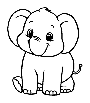 Elephant Colouring Page (Toddler, Bold & Easy)