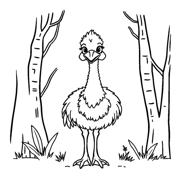 Emu colouring page — free printable for kids