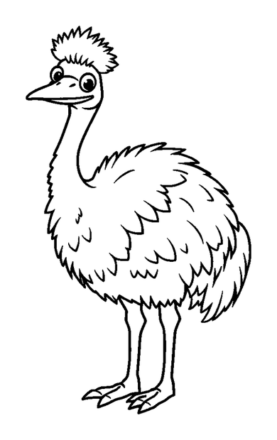 Emu colouring page — free printable for toddlers