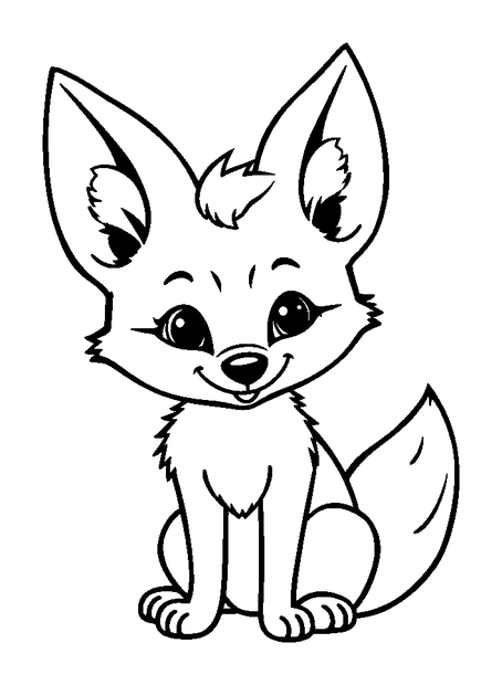 Fennec Fox colouring page — free printable for toddlers