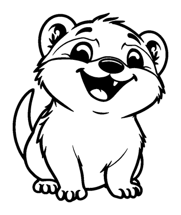 Ferret Colouring Page (Kids, Bold & Easy)
