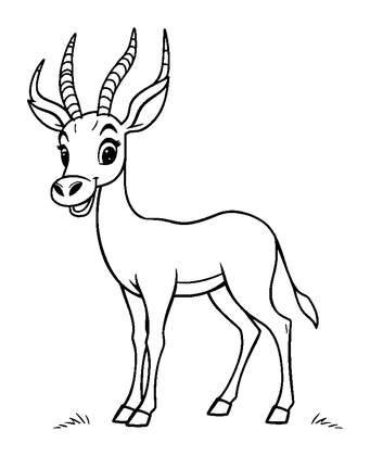Gazelle Colouring Page (Kids, Bold & Easy)