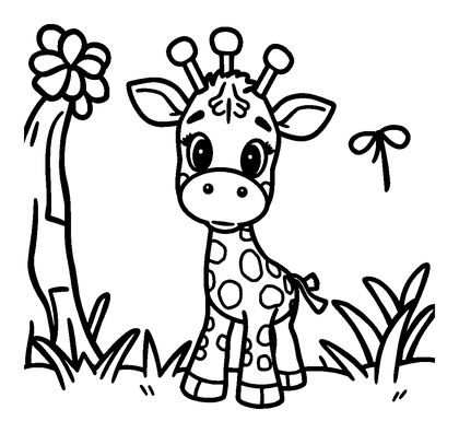 Giraffe Colouring Page (Toddler, Bold & Easy)