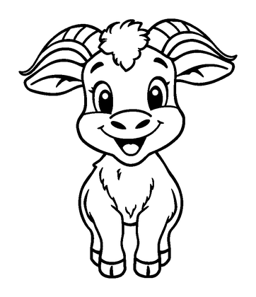 Goat Colouring Page (Kids, Bold & Easy)